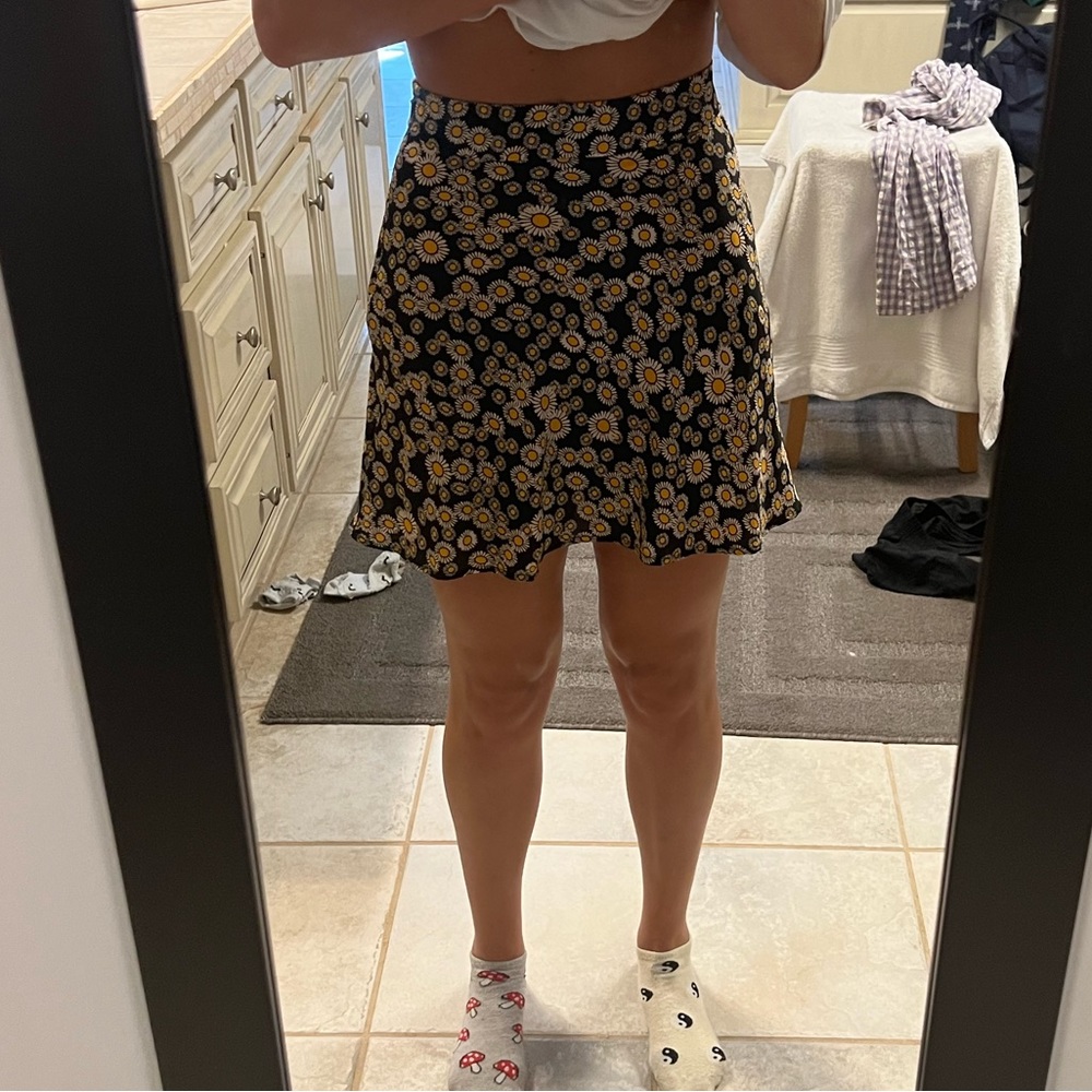 Free people daisy floral satin skirt